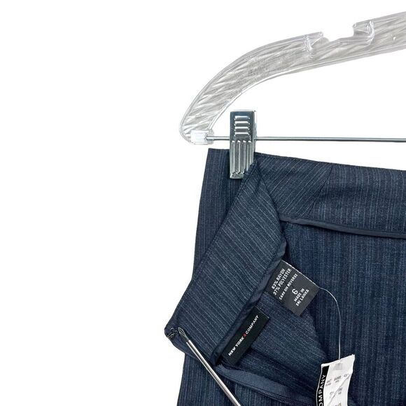 New York & Company Womens Pencil Skirt Pinstripe Blue Black Vented Zip Up Sz 6 - Picture 6 of 6